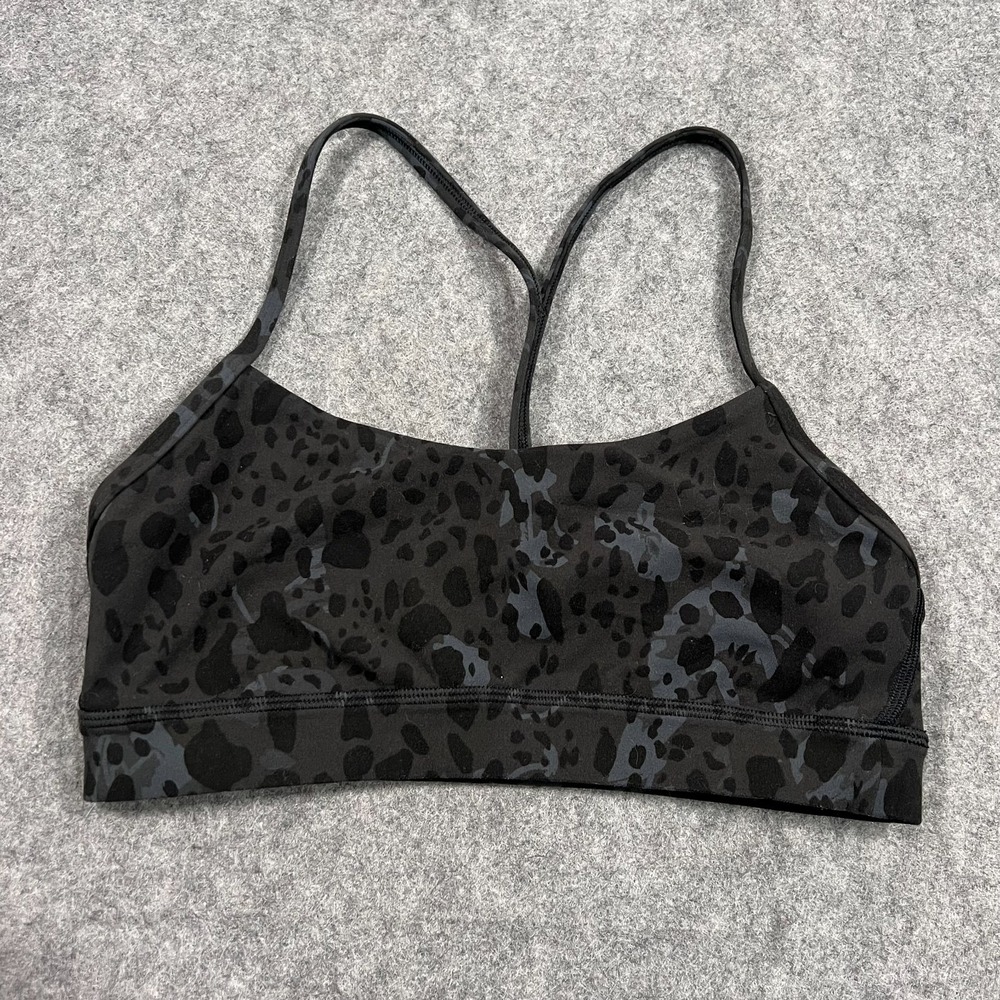 Lululemon Athletica Cheetah Camo‎ Deep Coal Flow Y Nulu Bra Women's Size 6